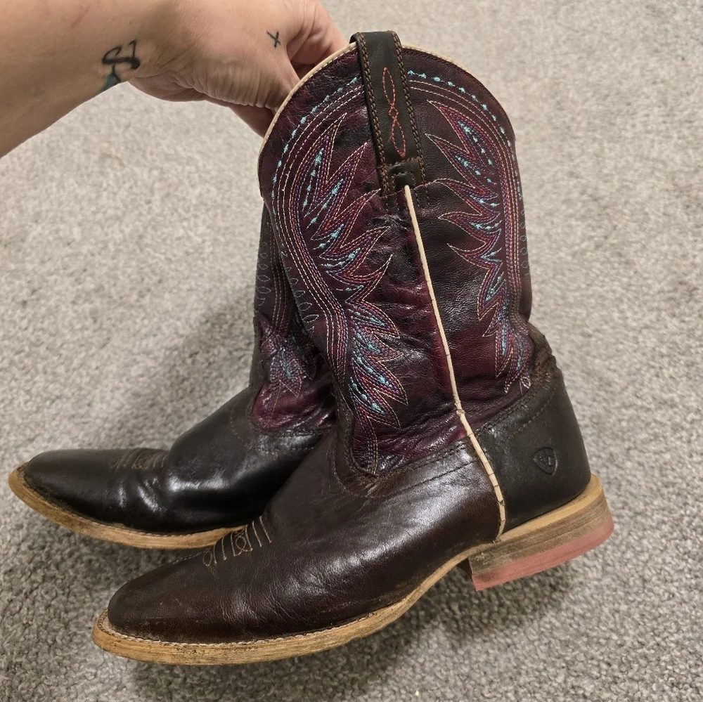 Ariat Brown Multicolored Kids Size 2.5 Western Boots Cowgirl Western Rodeo
